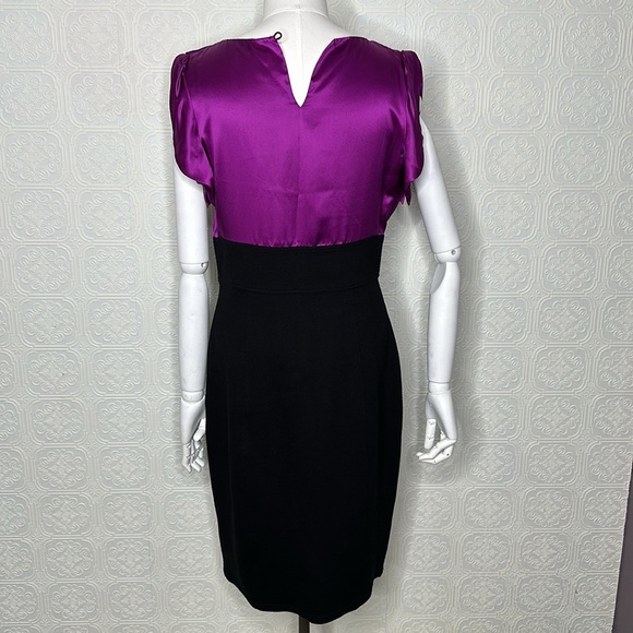 Eliza J | Silk Fuchsia & Black Color Block Dress - Picture 6 of 12